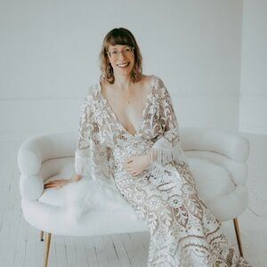 1970s Maternity Lace Stevie Nicks Gown Dress